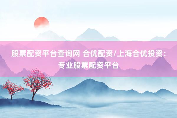 股票配资平台查询网 合优配资/上海合优投资：专业股票配资平台