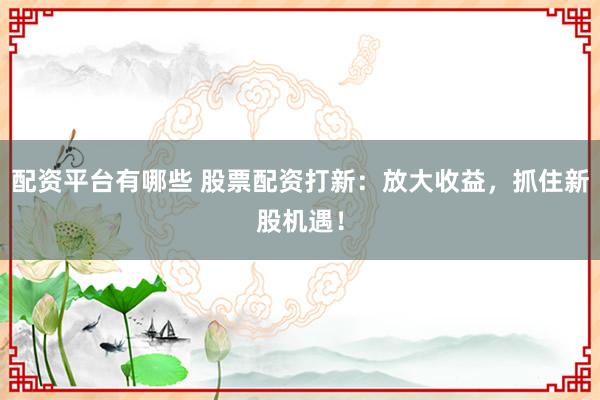 配资平台有哪些 股票配资打新：放大收益，抓住新股机遇！