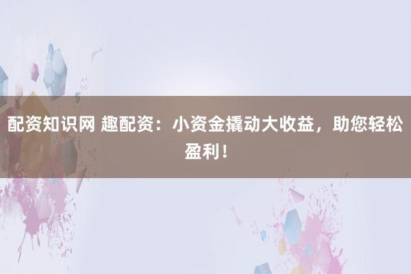 配资知识网 趣配资：小资金撬动大收益，助您轻松盈利！