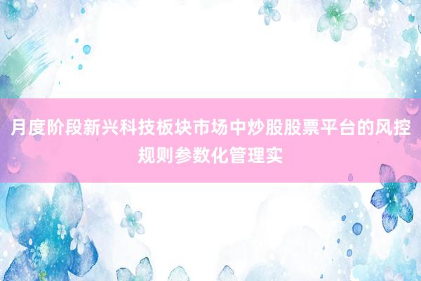 月度阶段新兴科技板块市场中炒股股票平台的风控规则参数化管理实