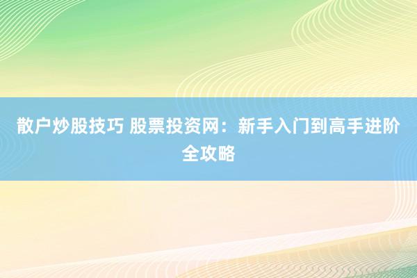 散户炒股技巧 股票投资网：新手入门到高手进阶全攻略