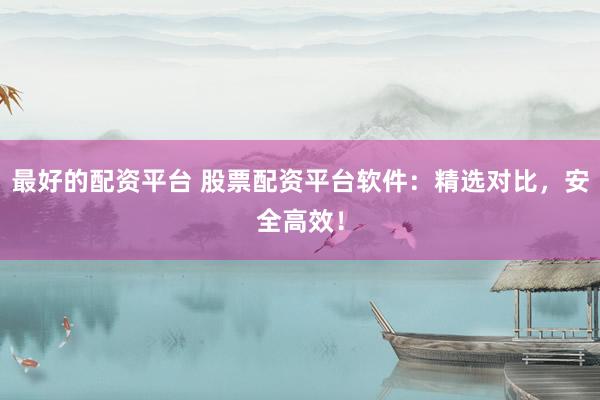最好的配资平台 股票配资平台软件：精选对比，安全高效！