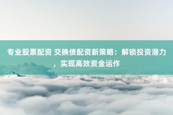 专业股票配资 交换债配资新策略：解锁投资潜力，实现高效资金运作